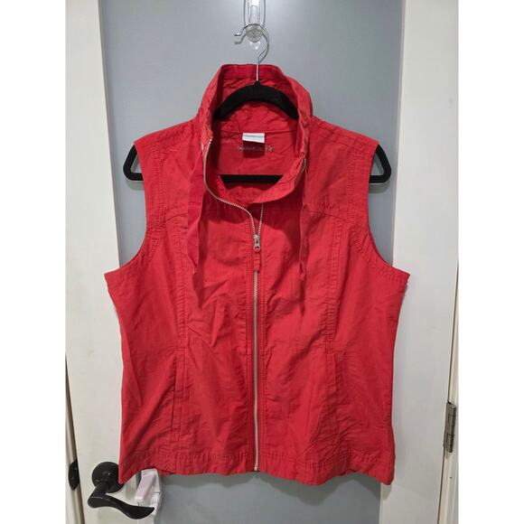 Vintage Columbia Red Zip Vest Womens L Hiking Trail Outdoor Utility Travel - Picture 4 of 6